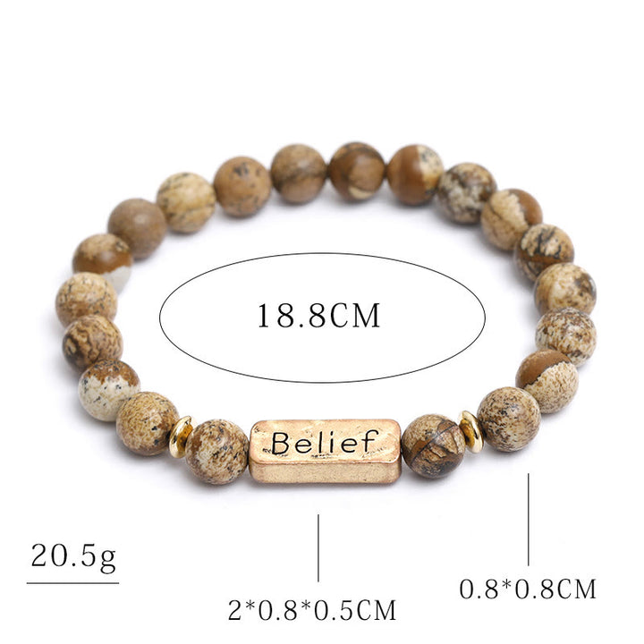 Bracciale con incisione della fede in pietra preziosa naturale Olivenorma