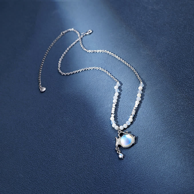 Collana in lega con ciondolo zodiacale in pietra di luna Olivenorma 