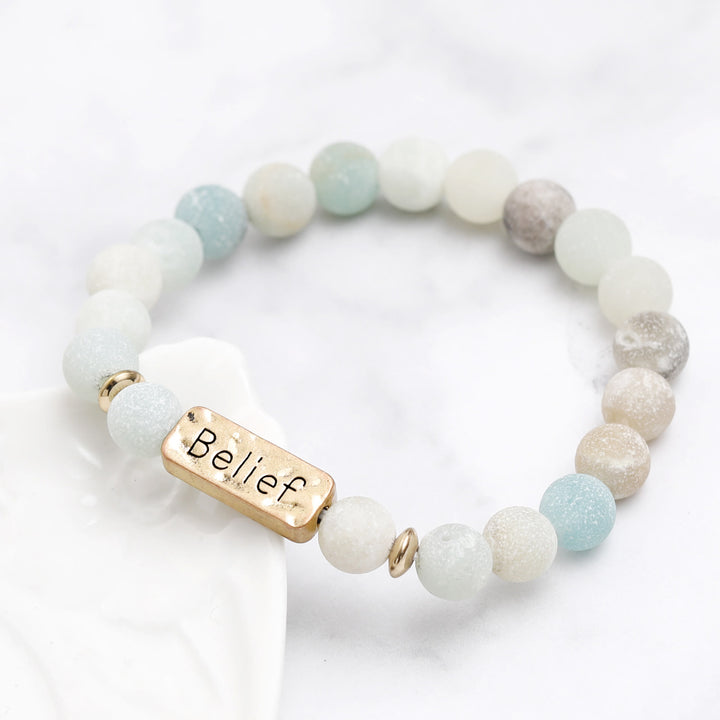 Bracciale con incisione della fede in pietra preziosa naturale Olivenorma