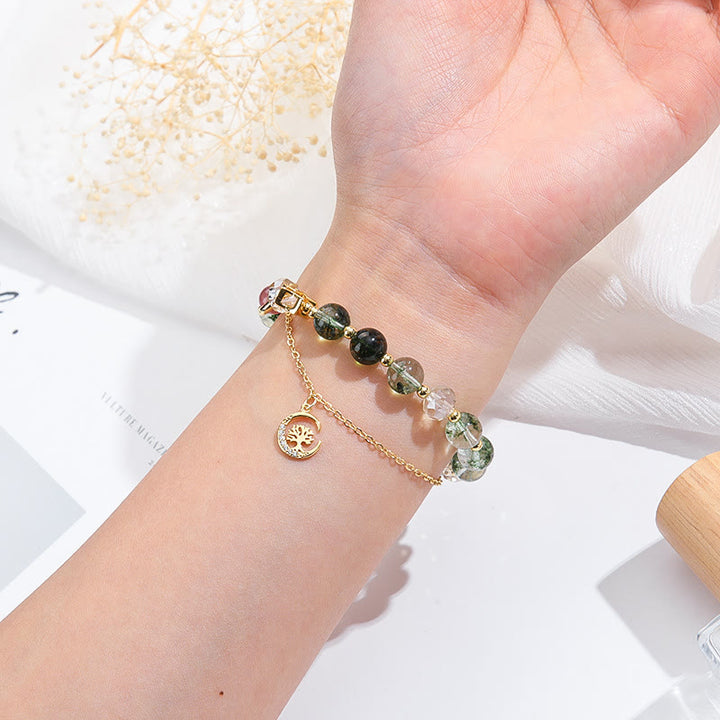 Bracciale con ciondolo a forma di stella in agata muschiata Olivenorma e albero della vita