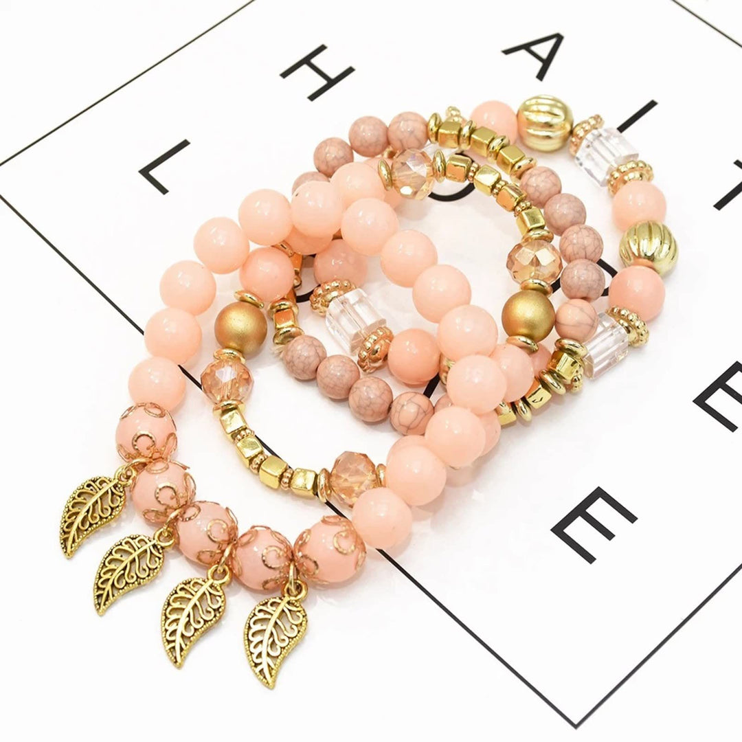 Olivenorma Bohemian Leaf Pendant Accessories Set di bracciali multistrato