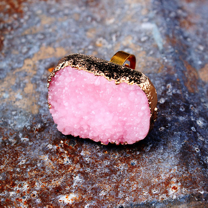 Olivenorma Anello aperto riempito d'oro con cluster naturale irregolare