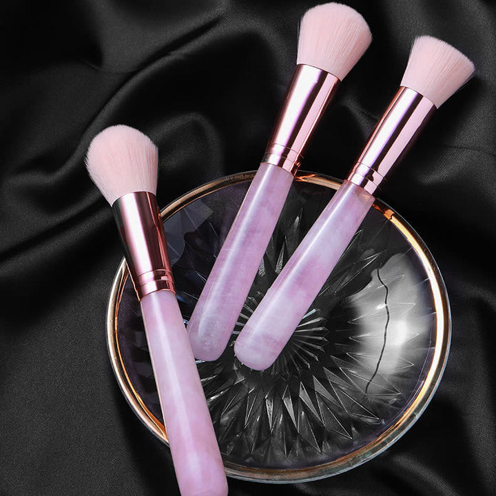 Olivenorma Pennello per il trucco con manico in cristallo naturale e decorazione in pietra preziosa 