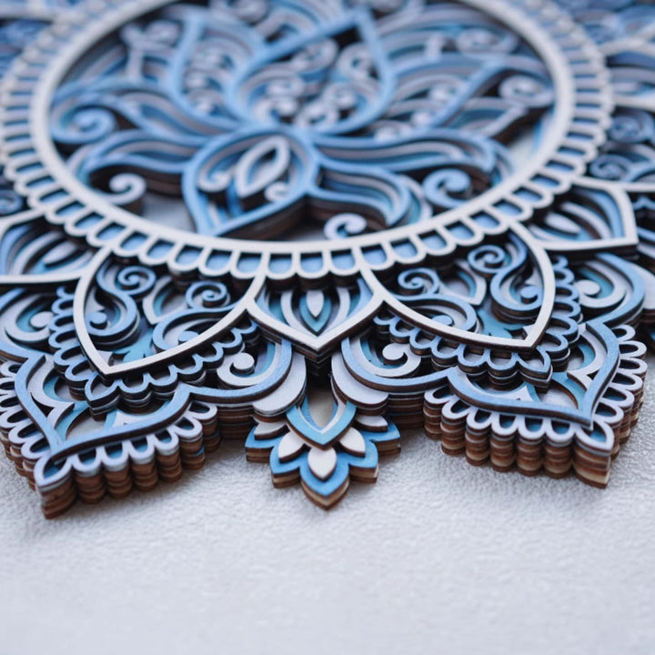 Olivenorma Blue Lotus Mandala 3D Pittura Decorazione da parete