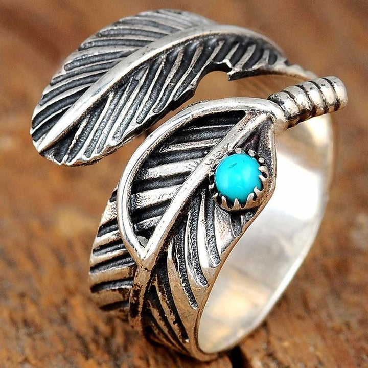 Anello con piuma turchese Olivenorma