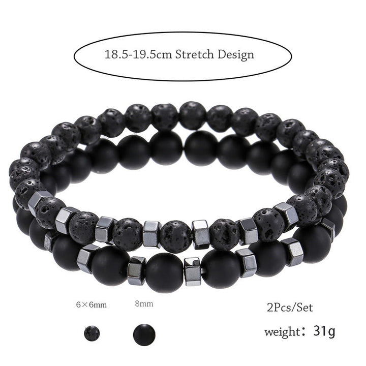 Bracciale da uomo con set elasticizzato in pietra lavica Olivenorma