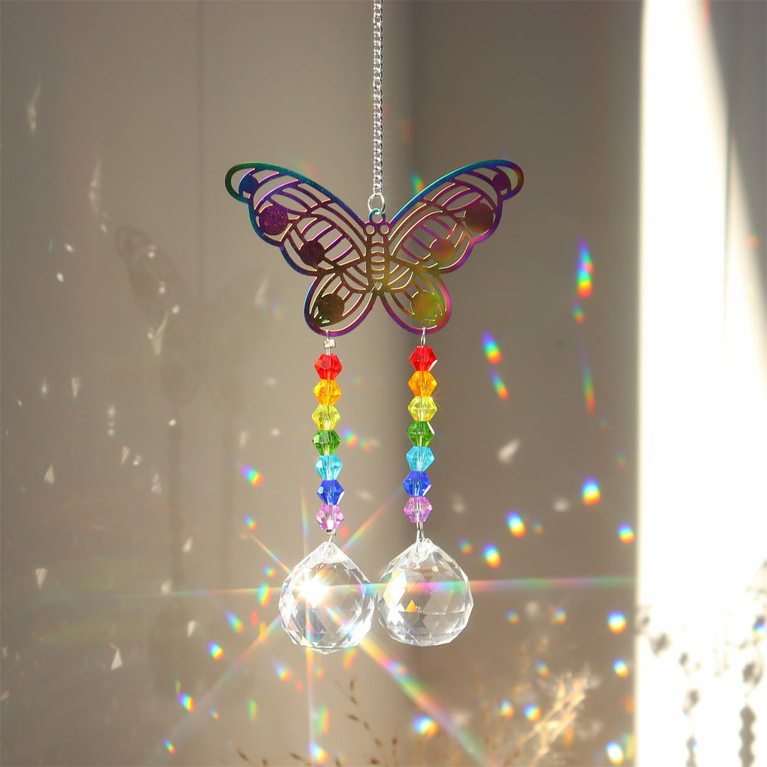 Olivenorma Clear Crystal Chakra Beads Hanging Wind Chime Suncatcher - Farfalla colorata n. 2 - image 39