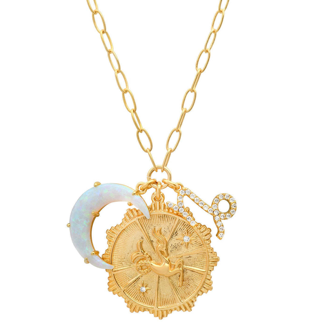 Collana con rune dello zodiaco e opale lunare Olivenorma