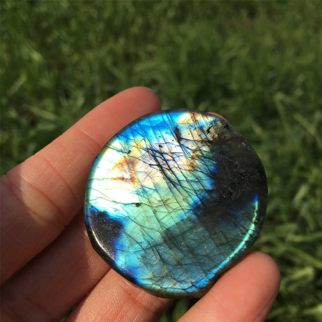 Decorazione in pietra preziosa totem di lupo labradorite naturale Olivenorma 
