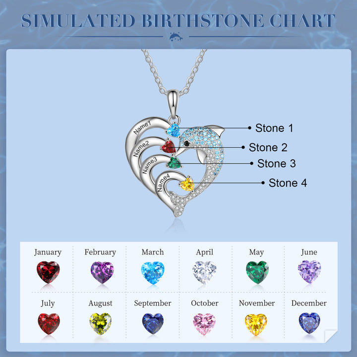 Collana con ciondolo in pietra incisa a forma di cuore di delfino Olivenorma