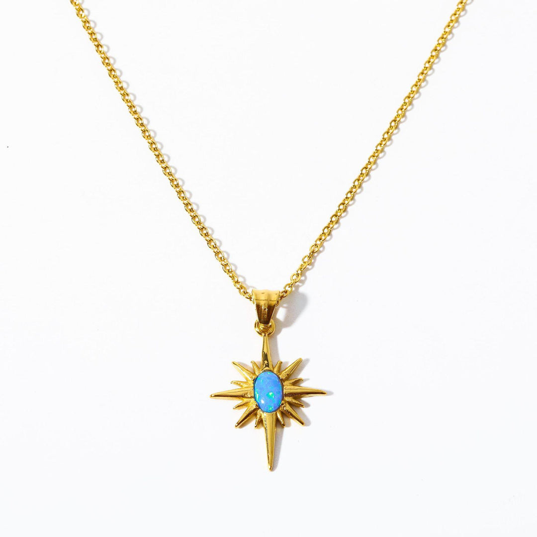 Collana in oro 18K con stella chiara in opale naturale Olivenorma