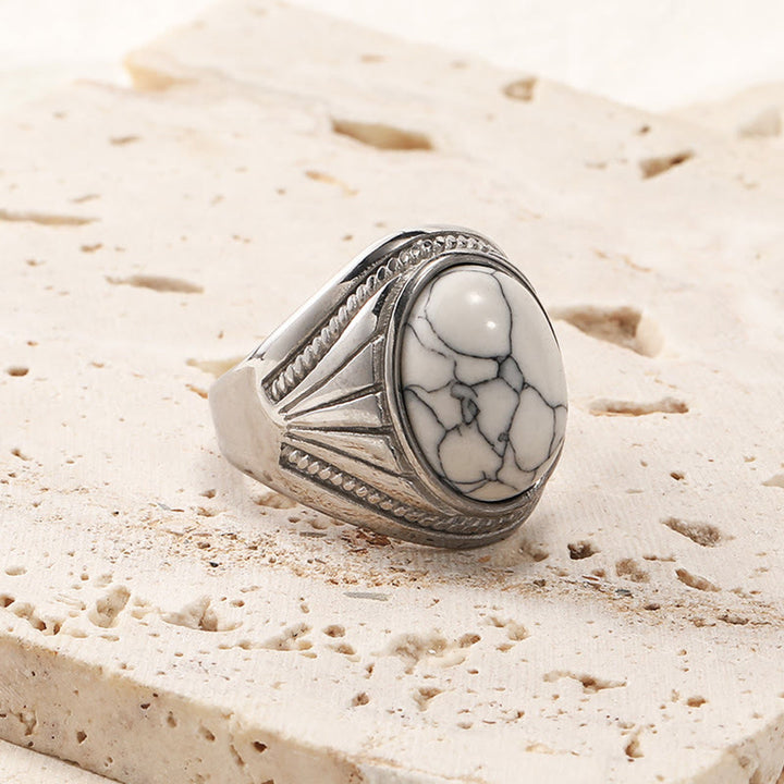 Anello in acciaio inossidabile con pietra preziosa naturale Olivenorma