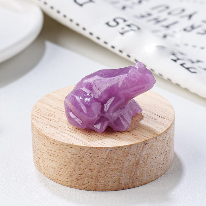 Decorazione della pietra preziosa della rana della pietra preziosa dello spirito sereno Olivenorma - Lepidolite - Con carta - image 38