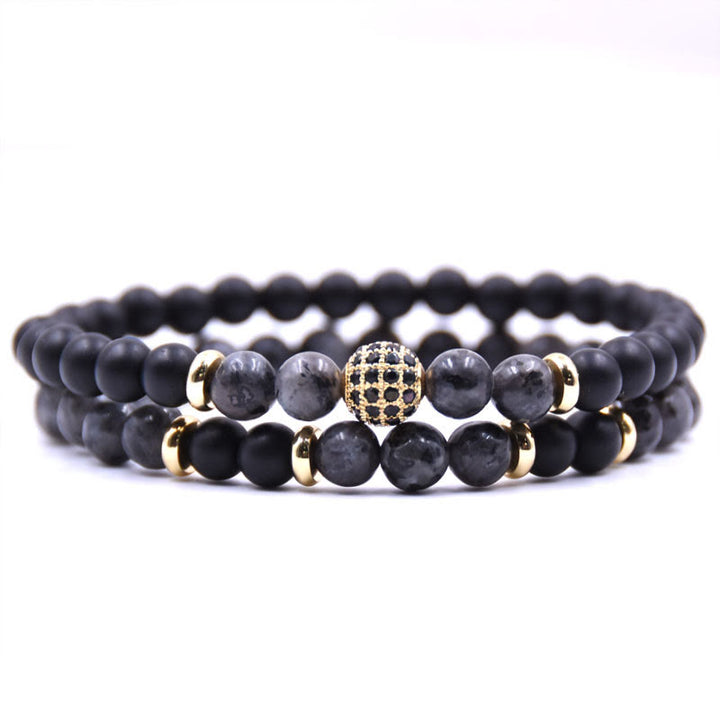 Bracciale da uomo con perline a due strati in cristallo naturale Olivenorma
