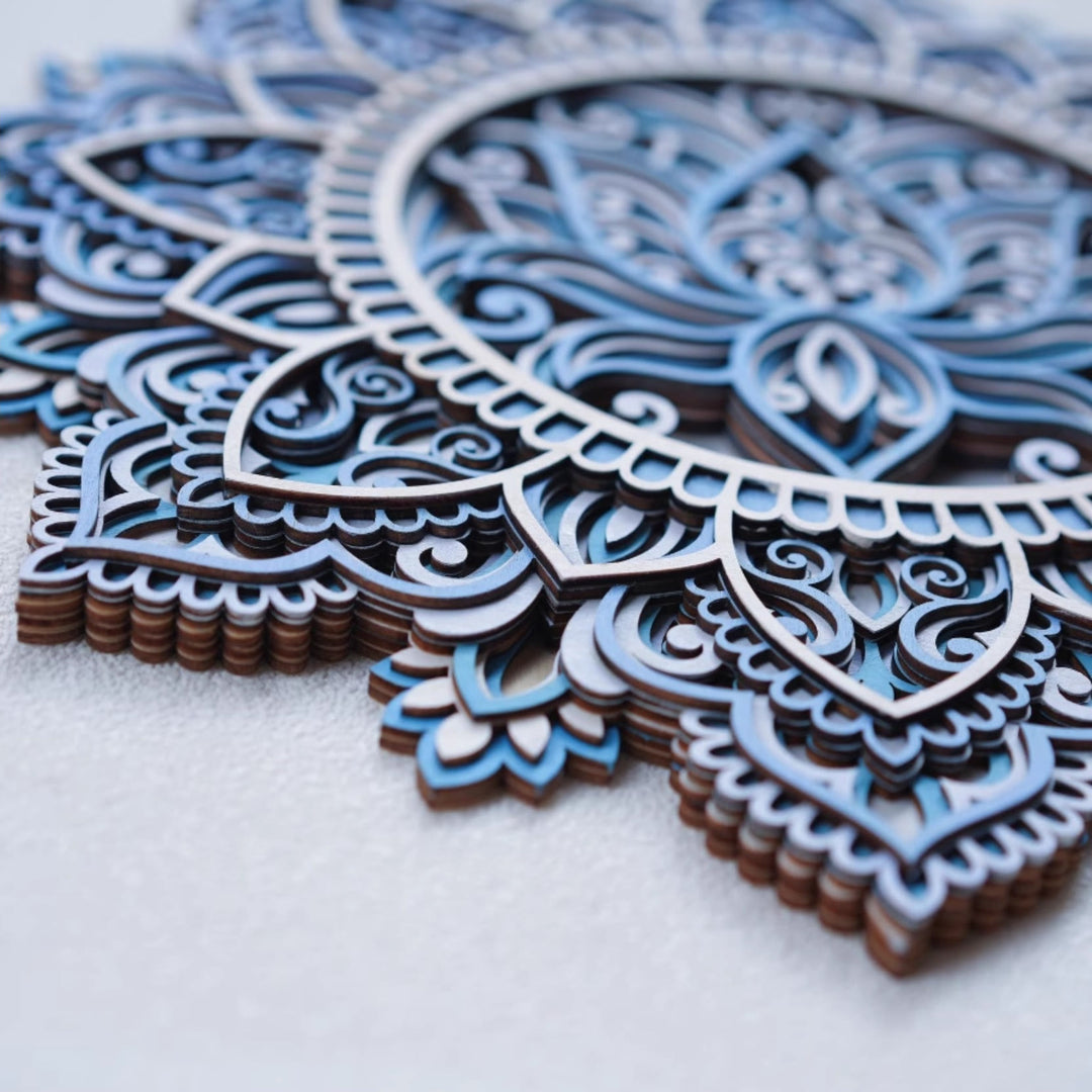 Olivenorma Blue Lotus Mandala 3D Pittura Decorazione da parete
