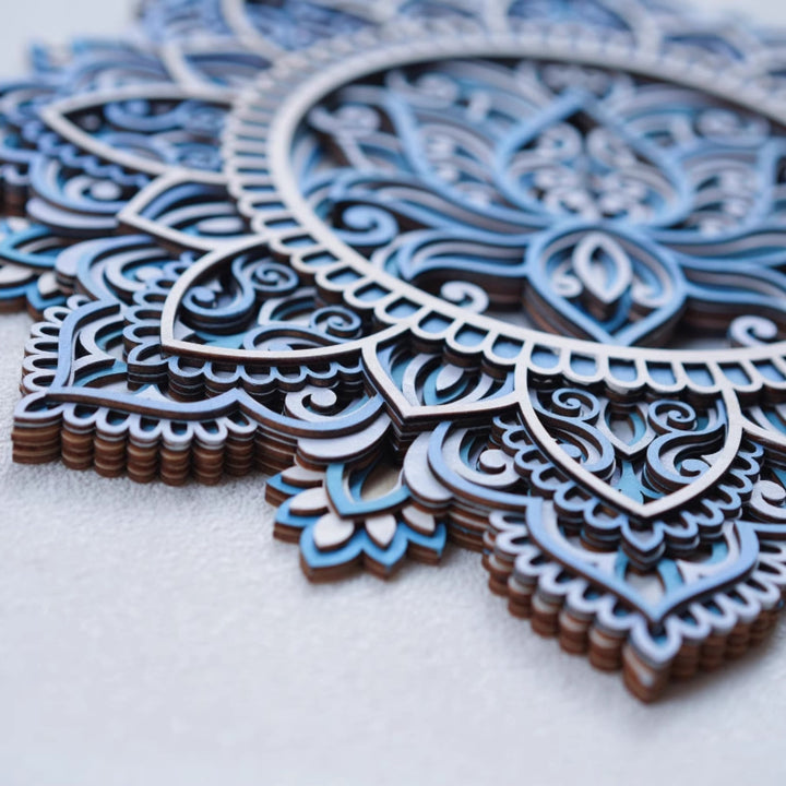 Olivenorma Blue Lotus Mandala 3D Pittura Decorazione da parete