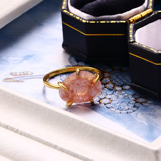 Anello a cinque punte in quarzo fragola naturale Olivenorma