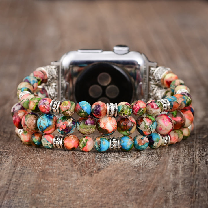 Cinturino elastico per Apple Watch Olivenorma Oyster Turquoise Beaded Cord