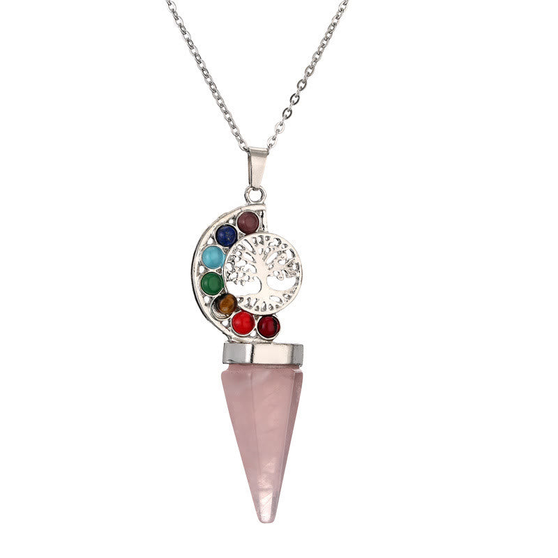 Collana con ciondolo albero della vita chakra cristallo esacone Olivenorma 