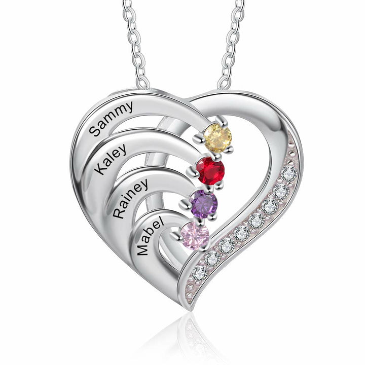 Collana personalizzata Olivenorma con cuore inciso e pietre portafortuna