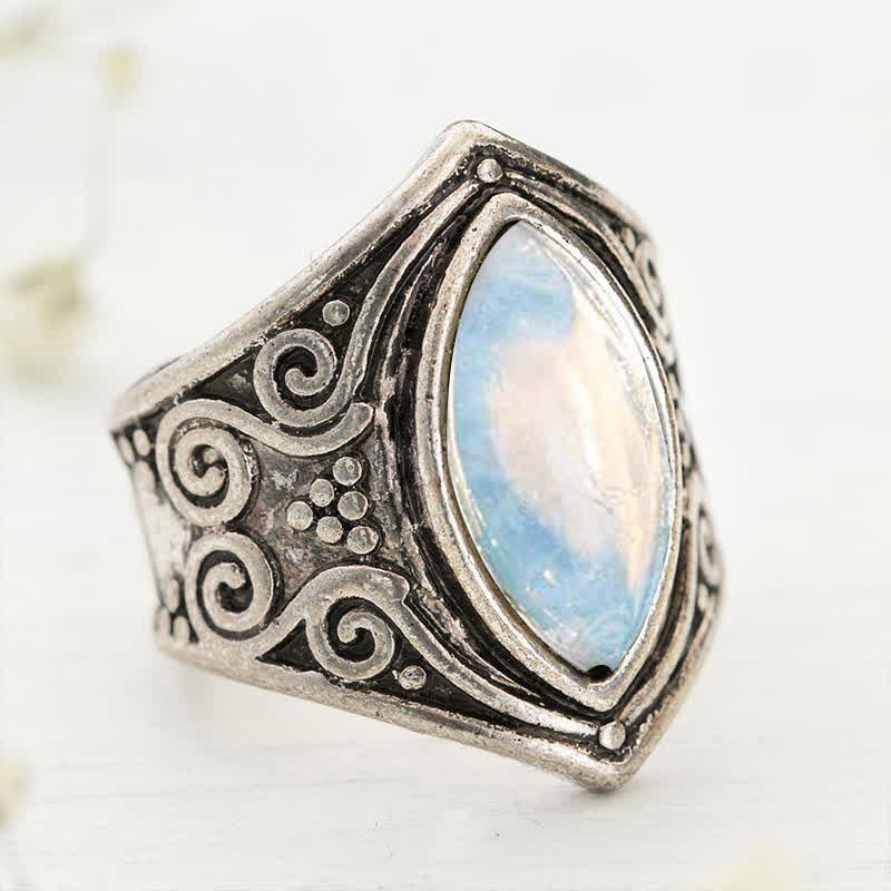 Anello di protezione curativa in pietra di luna Olivenorma