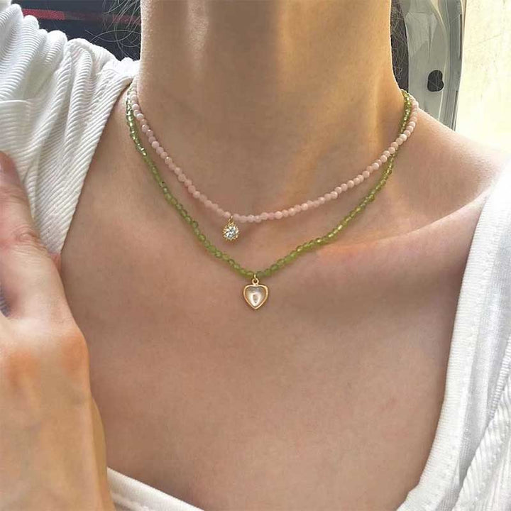 Collana con ciondolo in metallo con cristallo naturale Olivenorma