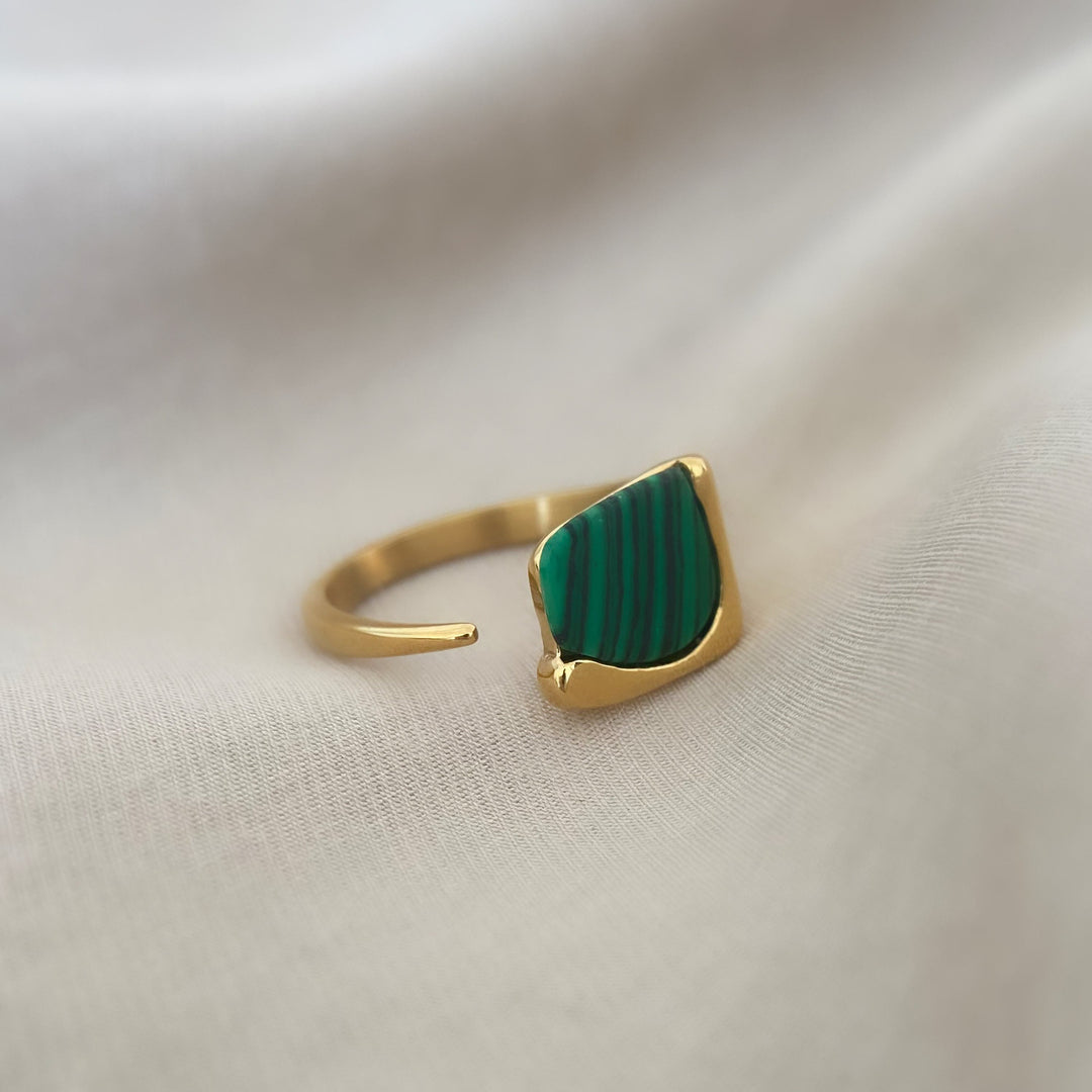 Anello con pietra preziosa di malachite Olivenorma