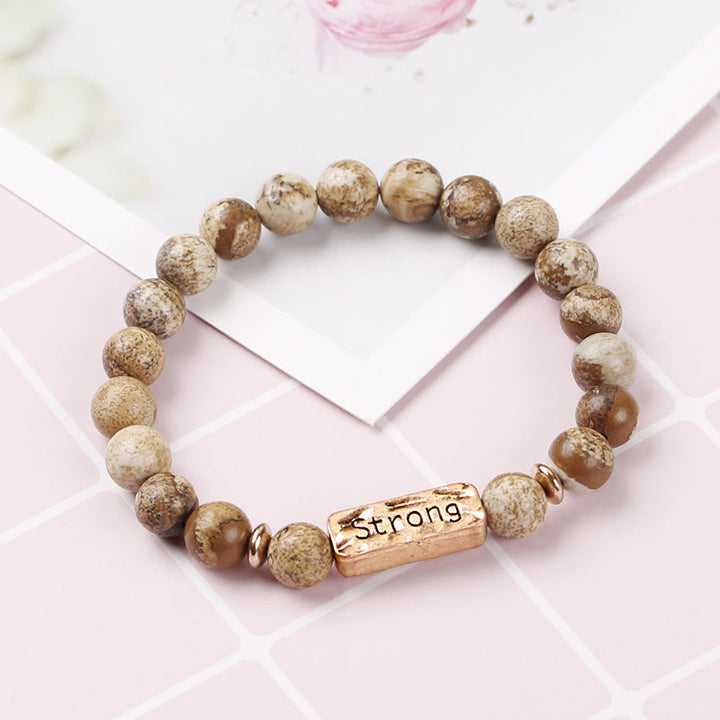 Bracciale con incisione forte in pietra preziosa naturale Olivenorma