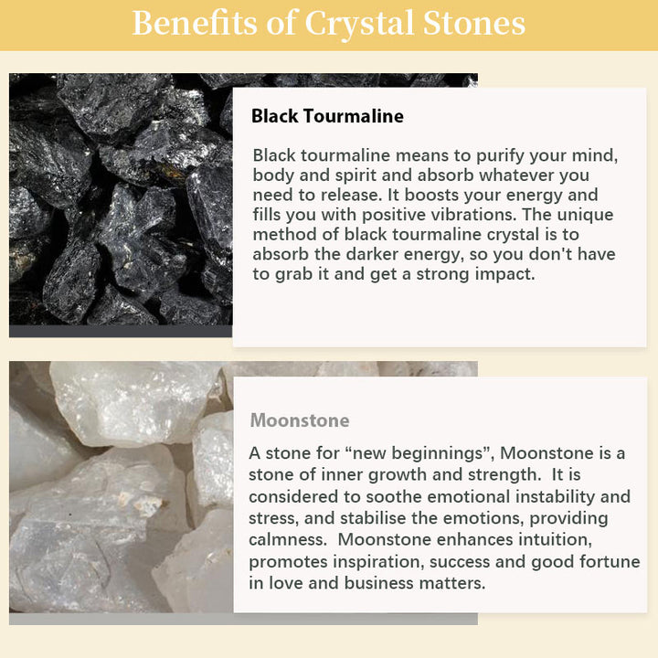 Uovo di cristallo di tormalina e pietra di luna di Pasqua, nuovi inizi