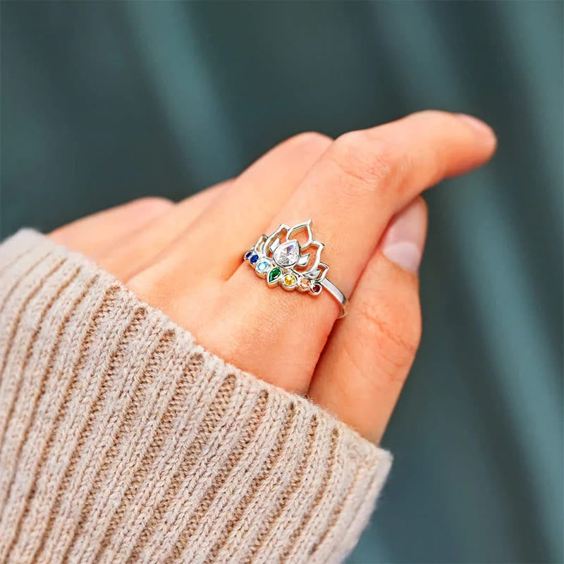 Olivenorma Lotus con 7 Chakra Yoga Anello Arcobaleno