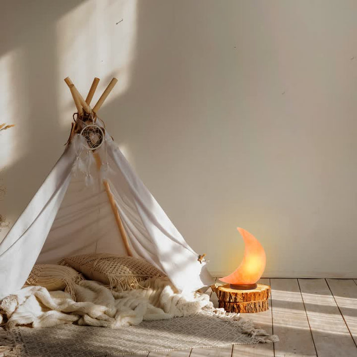 Lampada di vendita rosa dell'Himalaya a forma di mezzaluna Olivenorma