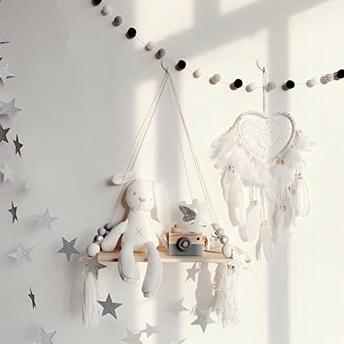 Olivenorma Acchiappasogni con piume bianche a forma di cuore intrecciato