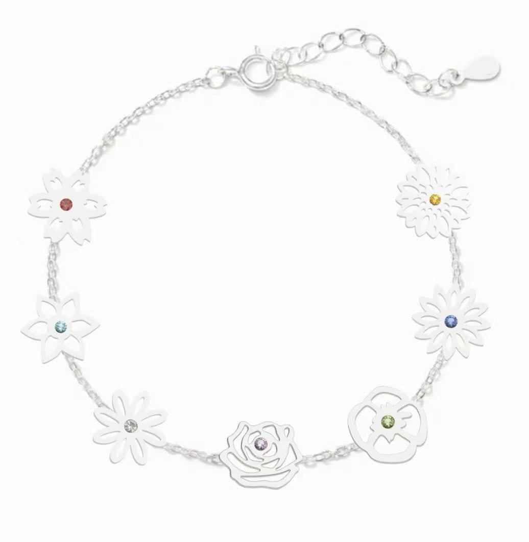 Olivenorma 1-8 Fiori di nascita con braccialetto con pietra portafortuna