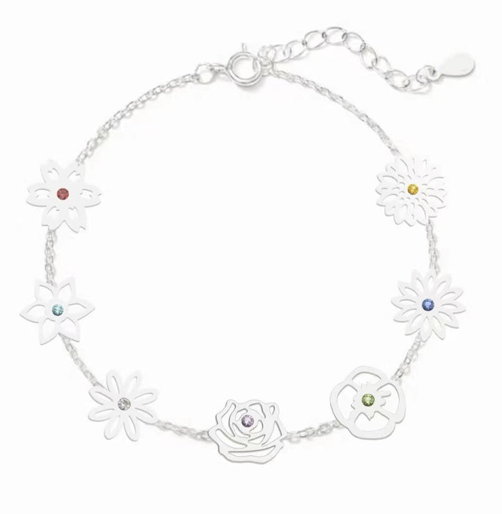 Olivenorma 1-8 Fiori di nascita con braccialetto con pietra portafortuna