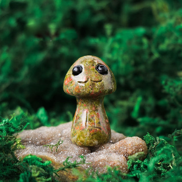Olivenorma Cristallo naturale Funghi carini Decorazione per animali domestici con pietre preziose 