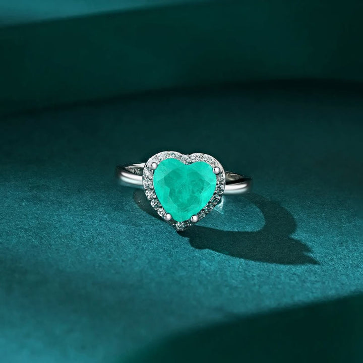 Anello squisito con tormalina Paraiba a forma di cuore Olivenorma