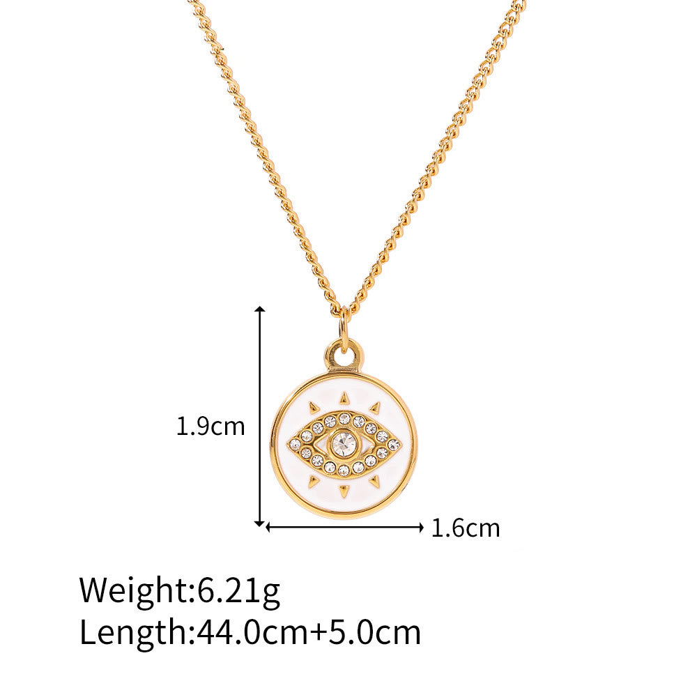 Collana con ciondolo con occhio maligno in zircone bianco Olivenorma 
