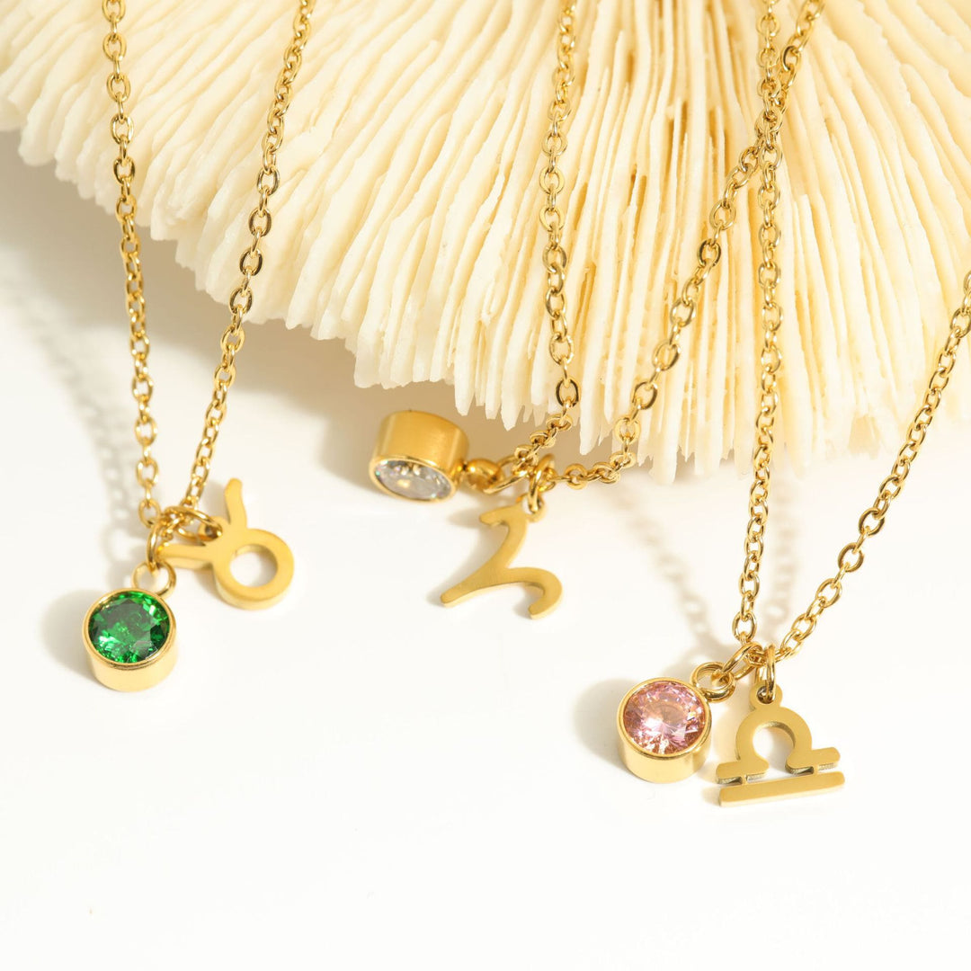 Collana in acciaio inossidabile con runa zodiacale e pietra portafortuna Olivenorma - image 40