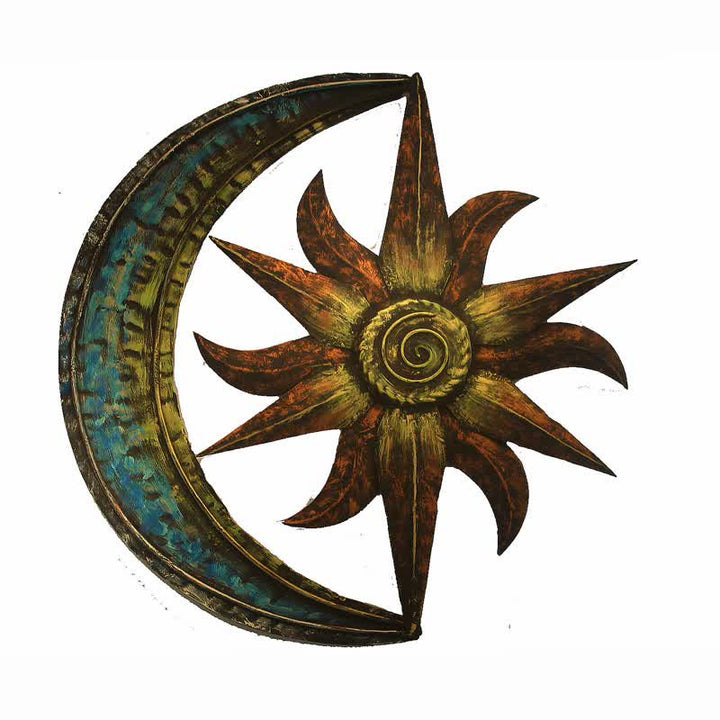 Olivenorma Decorazione da parete in metallo a tema celeste Sole e Luna