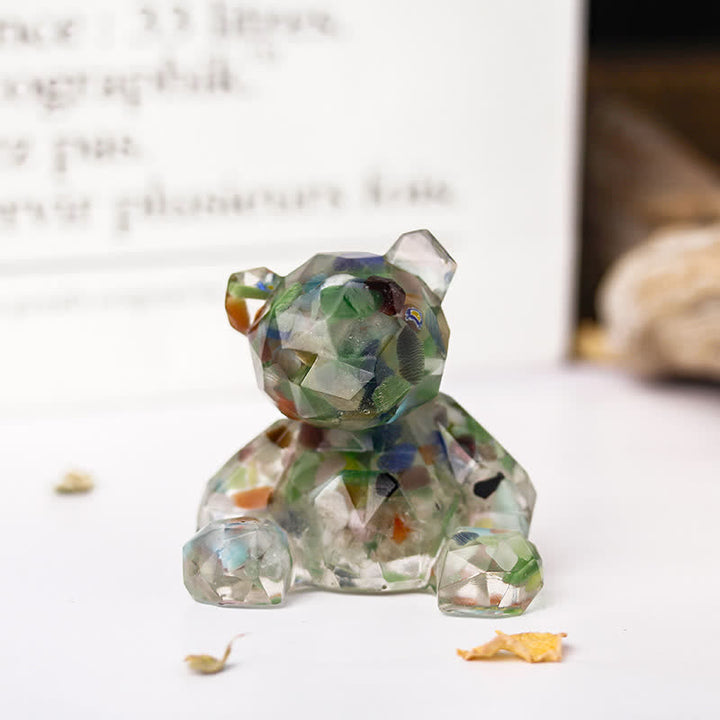 Decorazione con pietra preziosa a forma di orso seduto con specchio Olivenorma