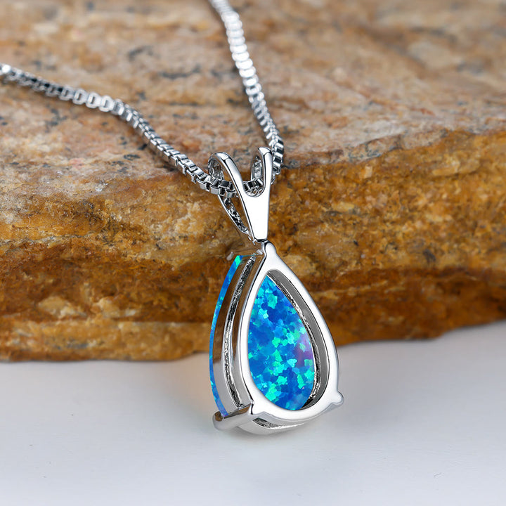 Collana semplice con ciondolo a goccia in sintetico opale Olivenorma 