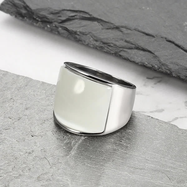 Anello in acciaio al titanio con pietra preziosa naturale Olivenorma