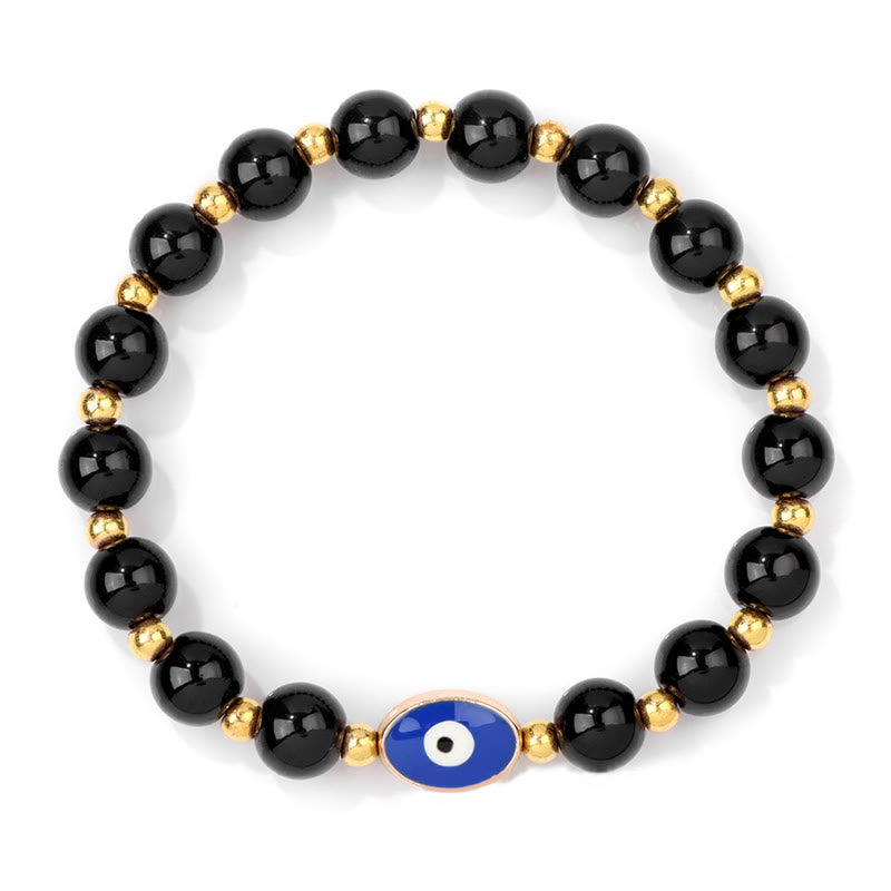 Olivenorma Braccialetto Occhio di Tigre Blu 8mm Malocchio