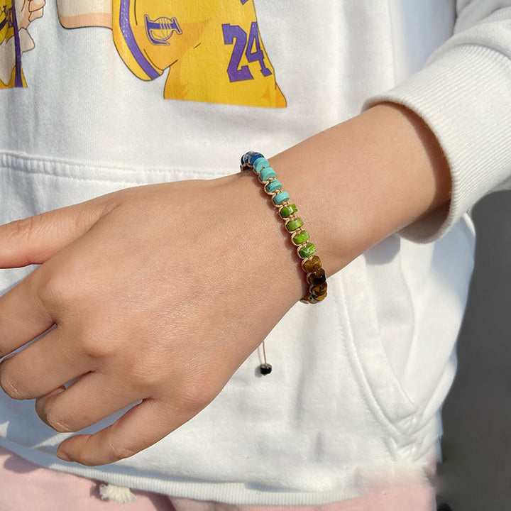 Bracciale intrecciato con perline di pietra naturale Olivenorma 