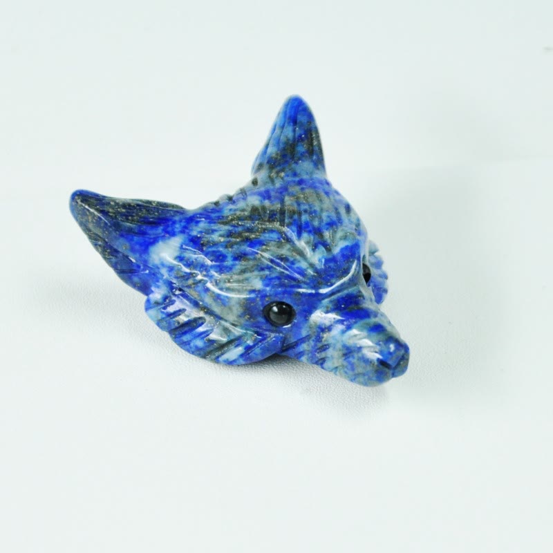 Decorazione in pietra preziosa con testa di lupo guardiano spirituale Olivenorma - Lapislazzuli - Con carta - image 17