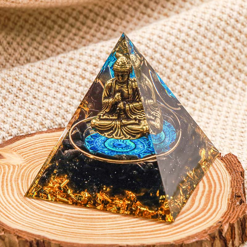 Olivenorma Ossidiana Buddha Protezione Piramide Orgonica 