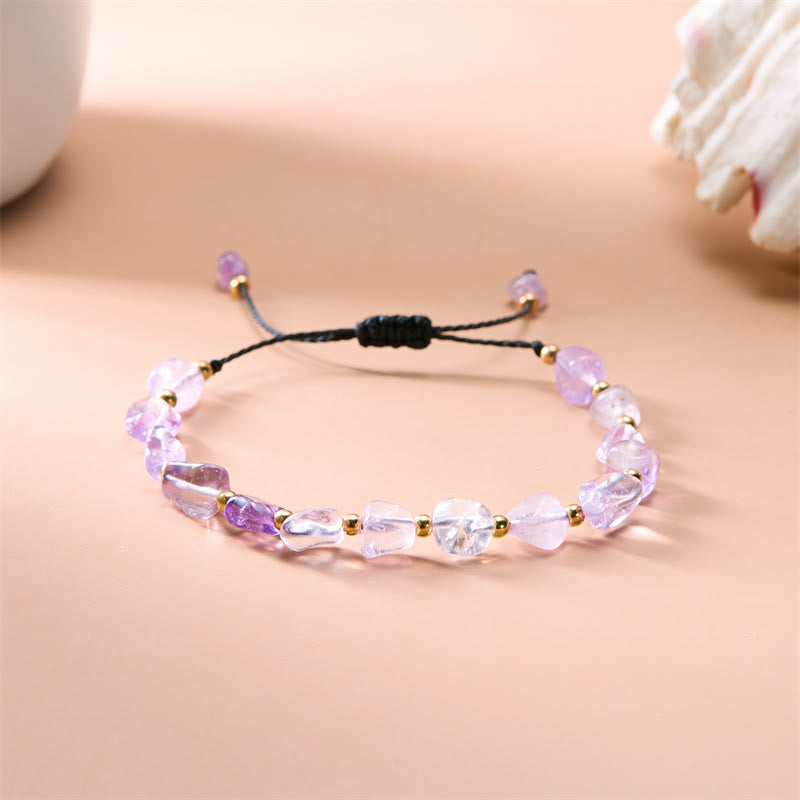 Bracciale intrecciato a mano con perline di pietra naturale irregolare Olivenorma