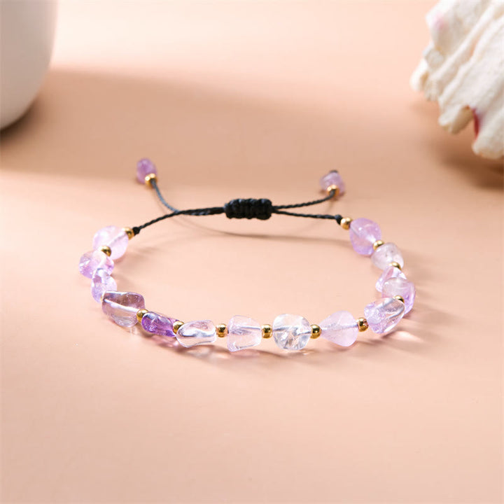 Bracciale intrecciato a mano con perline di pietra naturale irregolare Olivenorma