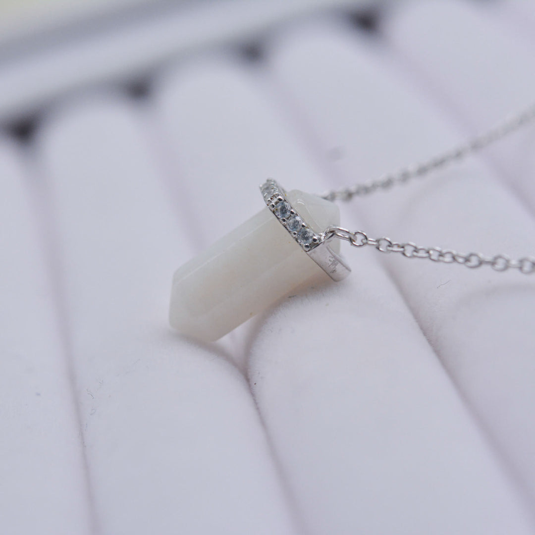 Collana Olivenorma Hexagon Clear Quartz Argento Oro Rosa