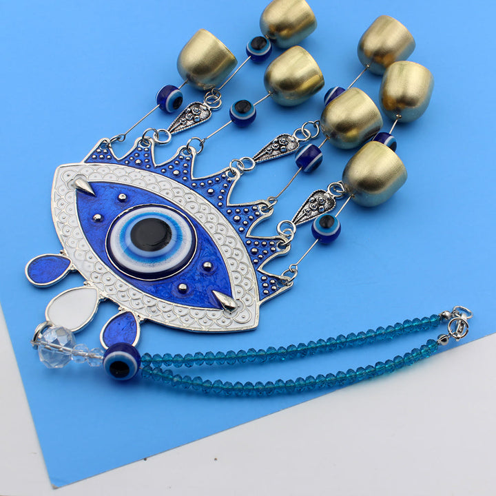 Olivenorma Occhio diabolico turco blu con 7 campanelli Decorazione da parete 